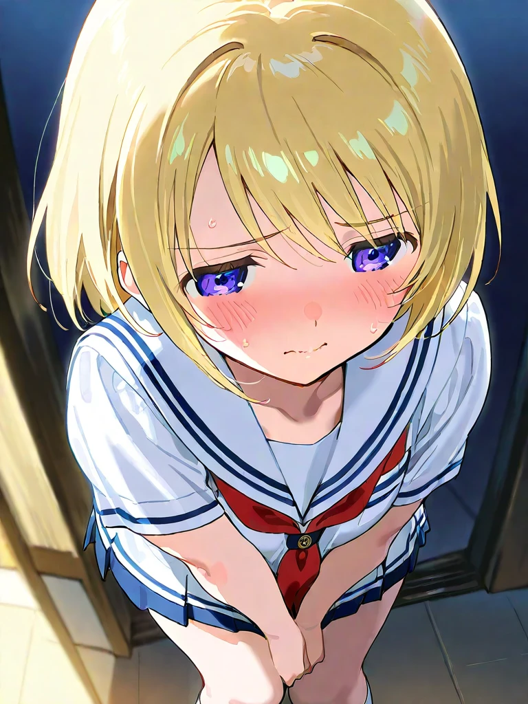 masutepiece, Best Quality,Illustration, Wallpaper, ultra -detail, Little Face Lori、(((molesting)))、Detailed eyes, Complex hairstyle、Sareme、((fear:1.5))、(Teary-eyed:1.5)、(((Cute underwear)))、(a sailor suit、skirt by the)、ample breasts、((Morester))、((Girl being taken off her skirt by a man))