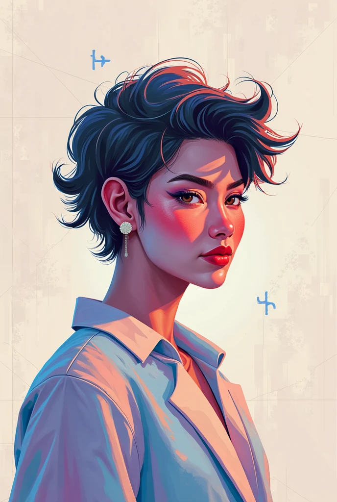 Portrait of a young woman, full sticker view of a full body image of a beautiful young woman, very detailed beautiful face, short pixie-cut, black hair color freedom, splash of color, white background blank canvas, soul, digital illustration, approaching perfection, dynamic, highly detailed, watercolor painting, artstation, concept art, soft, soft, sharp focus, illustration in the style of artists such as Russ Mills, Sakimichan, Wlop, Loish, Artgerm, 









