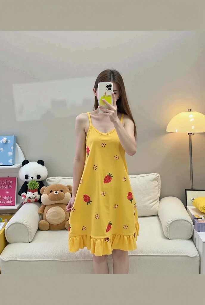 Cute and cool punk idol girl、whole body、Good style、、、、、、、、、、Thick legs、、Pink purple and gold summer dress(Cat Print)、Neat and clean idol face、summer night(Glowing)、