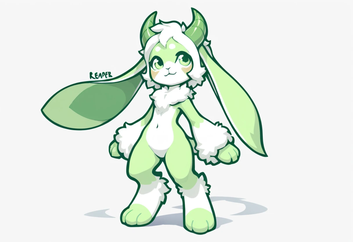Alone, score_9,score_8_up,score_7_up, anthro female leafeon, naked, nipples, vagina, standing, holding a sign, seductive face.
