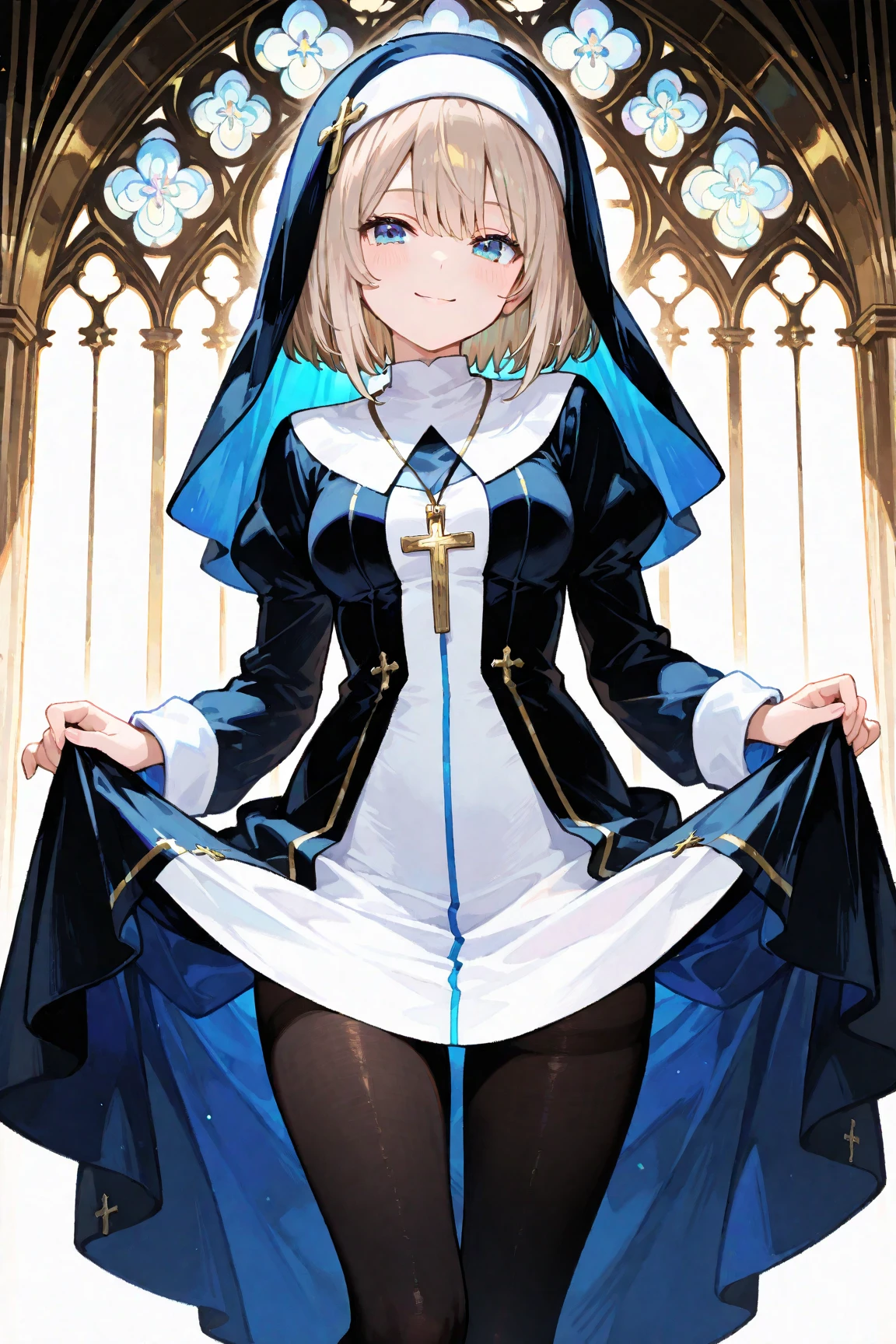 <lora:Sword_Saint_Job__Class_for_Pony:1> saint, sexy, anime style, focus on legs, dynamic angle, blushing, horny, wearing stockings, at the church, stained glass windows, score_9, score_8_up, score_7_up, score_6_up, score_5_up, score_4_up, hd, (ultra hd quality details), 8K