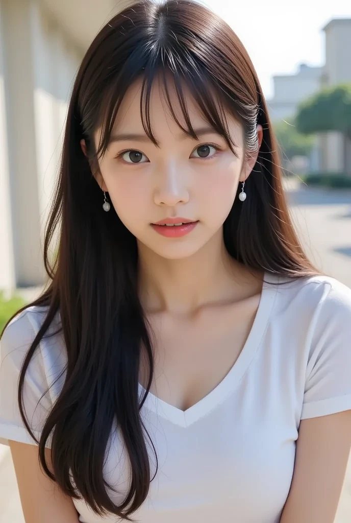 Simple White Background,
white shirt,puffy shirt,short sleeves, collarbone, Blue pencil skirt, Black pantyhose,
,(Exposed_Breasts:0.5),(Exposed_Nipples:0.5),(NSFW),collarbone, 
<lora:Yukiha_Serizawa_Library-KK77-V1:0.7>,
Brown eyes, Brown hair,bangs,Long_hair,
<lora:more_details:0.1>,
1 girl, 18yo,Young female,Beautiful Finger,Beautiful long legs,Beautiful body,
Beautiful Nose,Beautiful character design, perfect eyes, perfect face,expressive eyes,perfect balance,
looking at viewer,(Focus on her face),closed mouth, (innocent_big_eyes:1.0),(Light_Smile:0.3),
official art,extremely detailed CG unity 8k wallpaper, perfect lighting,Colorful, Bright_Front_face_Lighting,White skin,
(masterpiece:1.0),(best_quality:1.0), ultra high res,4K,ultra-detailed,
photography, 8K, HDR, highres, absurdres:1.2, Kodak portra 400, film grain, blurry background, bokeh:1.2, lens flare, (vibrant_color:1.2),professional photograph,
(Beautiful,large_Breasts:1.4), (beautiful_face:1.5),(narrow_waist),