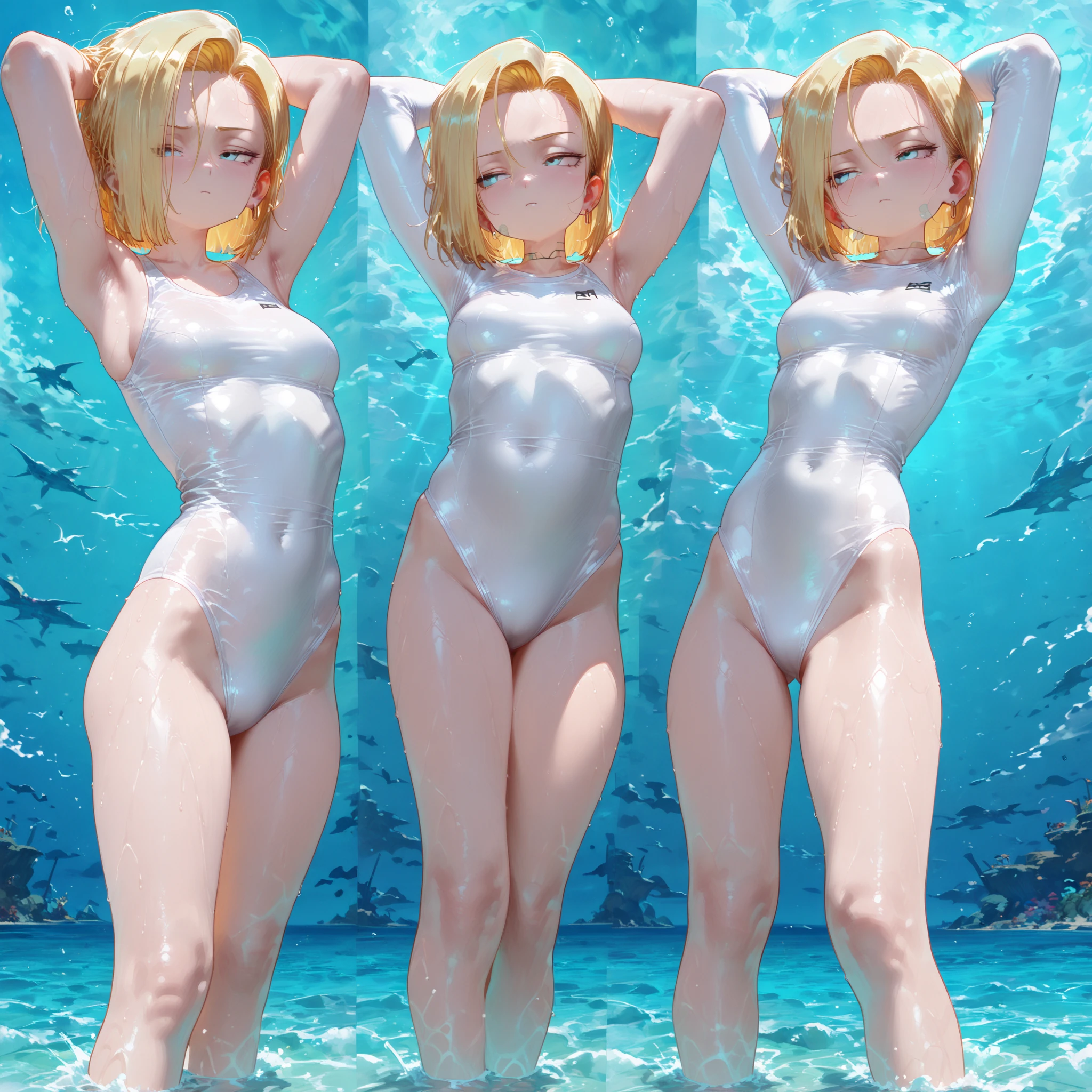 Flat Chest、Please strip naked、Blonde hair, short mash hair, turquoise eyes,A girl with impressive blonde hair、hair ornaments、short bob、hot pants、smile、dynamic pose, Showing armpits, hands behind head, nakedness, mocking smile、Small breasts、12age、The angle of view is from the front、The camera is from the front、looking at the camera、Standing footjob POV1.5,Sole、Barefoot standing footjob、look down,Please strip naked、Show your side、Put your arms behind your head、laugh at、Hairstyle:Side Tail、Please strip naked、Soleを見せる