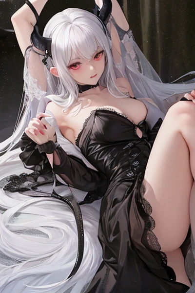1 menina, succubus, Castlevania, cabelo vermelho, ruiva, asas de morcego, asas grandes, grandes asas de morcego Castlevania, 30 anos, espartilho preto, look of malice, olhar sensual, corpo exposto, mostrando o corpo nsfw, de costas, lingerie sensual, dinamic angle, 30 anos, corpo inteiro, fluorescent purple eyes, white hair with black strands, SeaArt 2.1 Forced,