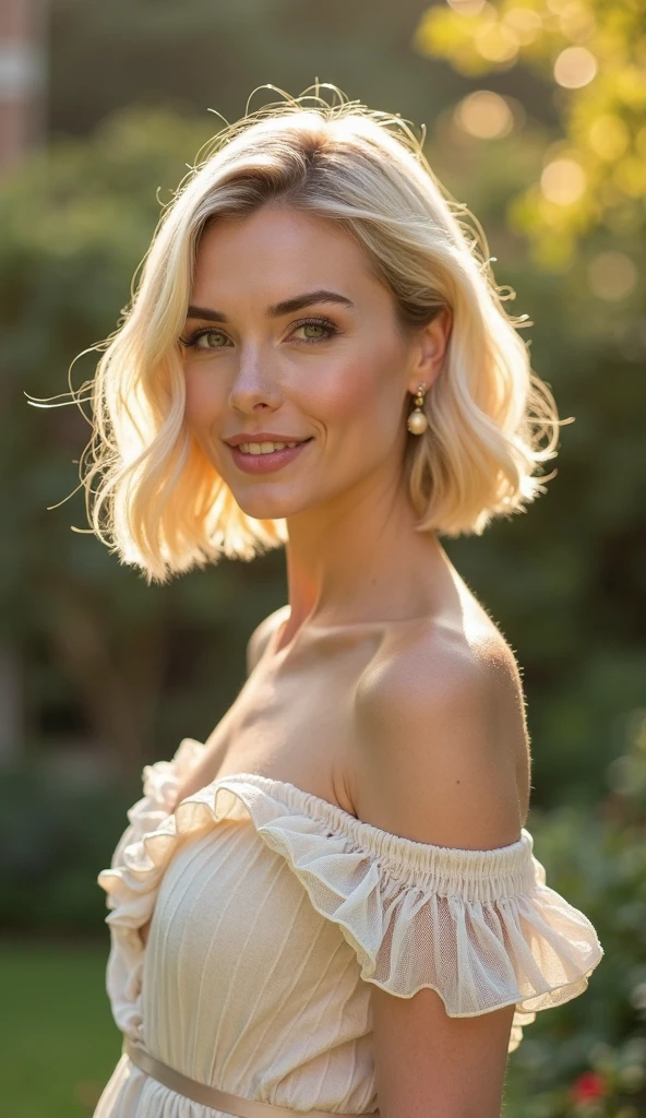 A beautiful k4th3r1n3h woman, 1girl,solo,looking at viewer,smile,short hair,(((white hair))),curly hair, dress,brown eyes,jewelry,upper body,earrings,teeth,necklace,white dress,grin,lips,portrait,curly hair,realistic,pearl necklace,soft lighting, professional Photography, Photorealistic, detailed, RAW, analog, sharp focus, 8k, HD, high quality, masterpiece<lora:k4th3r1n3h:1.0>