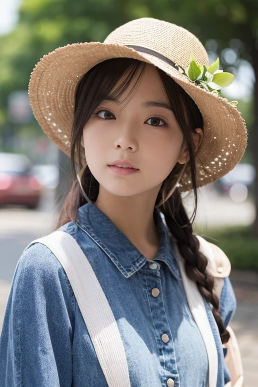 A girl posing with a small face wearing a hat