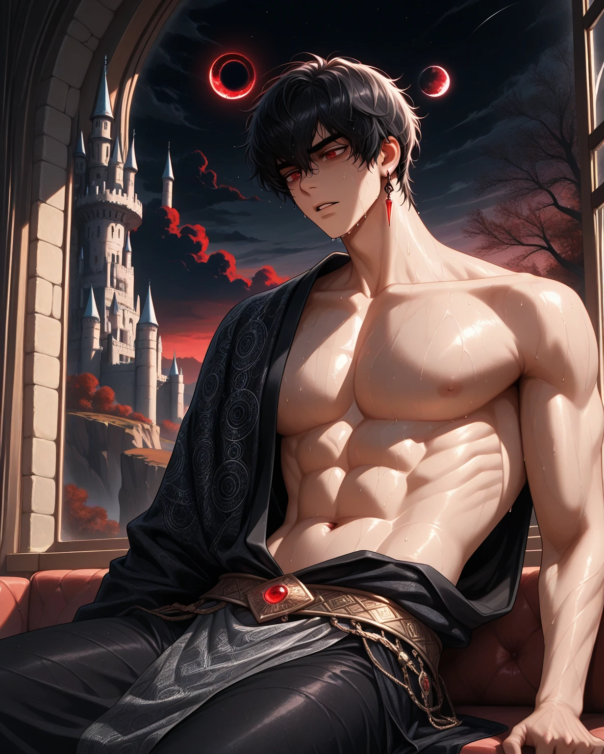 Sculpture design,Figures,GK model,male people,(The whole body of the character),Expose muscles,(sexy for),(Exquisite base),Wu Yifan,The color is bright,Rich in color,Handsome cybernetic boy looking at camera lingerie detailed muscular reality masterpiece,musculous,