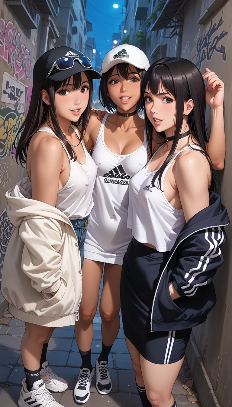 (Highest quality:1.2),(Perfect beautiful face:1.2),(Perfect and beautiful posture:1.2),(Three Japanese women standing side by side),((Shortcuts:1.2), , Female Surfer:1.1 (Sweaty, Sunburned skin:1.0), Thick muscles), ((Play sports often),(Sweat stains:1.2),Sporty panties), Lie down in bed, , Open your mouth carelessly, Drooling
