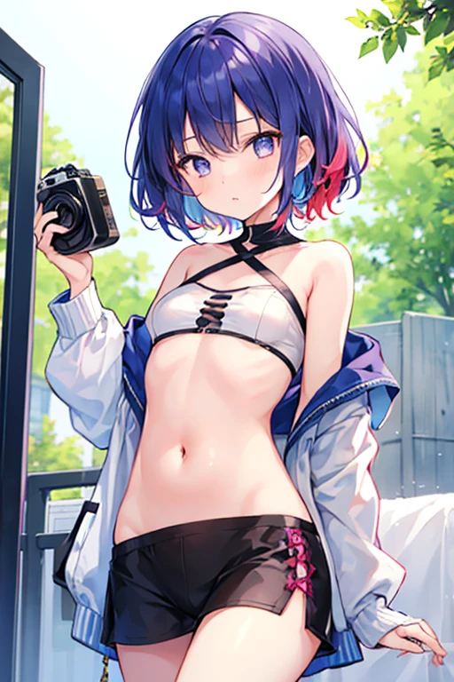 (8k, RAW Photos, Highest quality, masterpiece: 1.2), masterpiece, Super Detail,Best lighting, (Realistic and photorealistic photography: 1.4), High-resolution RAW color photos, Background Blur, blush, Depth of written boundary,1 young cute boy, Hair between the eyes,short hair,Black blue Hair,Highly detailed mouth,short,young,flat chest,(Oily skin:1.1,Glowing Skin),glitter skin,whole body, (standing),Shame,(afraid,red blushing:1.4),in the midnight City alley,outside,short,young,face to viewer,shame,embarrassed:1.5,(bulge pastel color glitter thong bikini,penis slide:1.3),opened long brown Burberry coat,Looking down,sad:1.3,double Peace sign