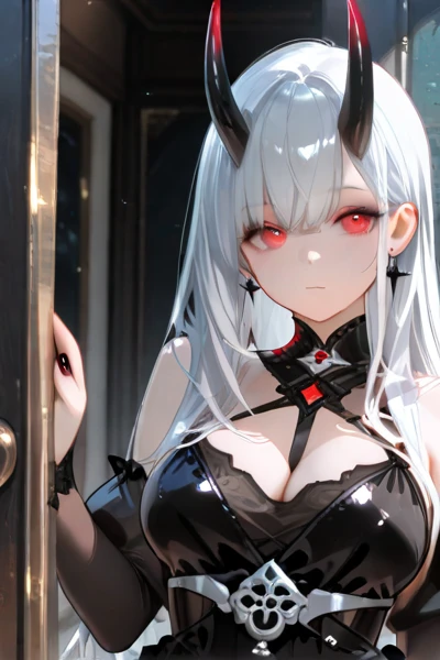 ((masterpiece, best quality, extremely detailed CG, unity 8k wallpaper,anatomically correct,ultra resolution)),Award-winning photography,(best illumination,Very Delicate and Beautiful),(one girl,solo,loli:1.5),(Vampire:1.5),silver hair,(twintails:1.2),glowing red eyes,(pale skin:1.4),(extremely beautiful and detailed face:1.2), (extremely beautiful and detailed eyes:1.2),perfect hands,delicate legs,((bat hair ornament)),(casual,fashion),pointy ears,((black latex gown:1.45,black latex thigh boots,black leather gloves)),looking at viewer,hand on own chest,head tilt,morbid smile,dark persona,evil,(cute:1.5),((night, dark atmosphere, dark theme, darkness:1.5)),dramatic shadows,(dimly lit:1.5),blood on face,blood on floor, blood on walls,(blood mist,blood splash:1.4),depth of field,(Bustling city:1.2,park:1.3,crowds of people:1.2), cloud, full moon, moon, moonlight, night sky, outdoors, blood moon, sky, star sky, starry sky,(perfect human body structure with maximum precision)