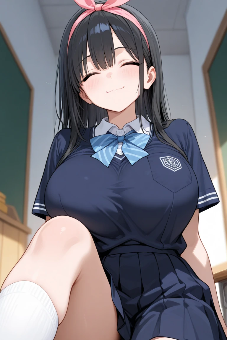 Full body portrait:1.3、masterpiece、highest quality、Beautiful woman、White shirt、Very short pleated skirt、Sheer knee socks、tie、Big Breasts 、Nipple erection、Black-haired、A naughty smile to please a man:1.3、Beautiful feet、Sweaty、blush、(Miyukino Hoshizora's School Uniform):1.2、Sweaty clothes、Detailed costume、Detailed skin、Detailed face、Stand with your legs apart、Yellow liquid from the crotch、Hot Breath
