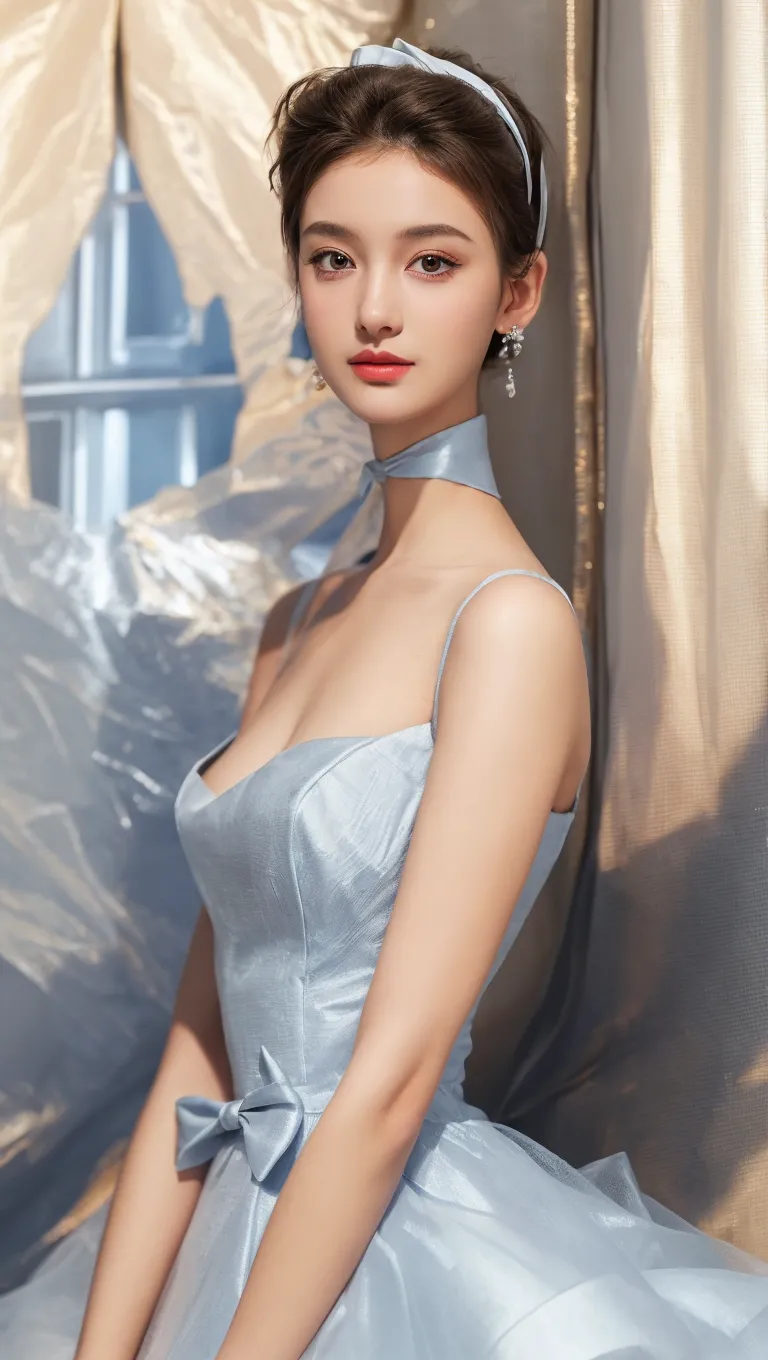 ((highest quality, 8K, masterpiece :1.3)), (realistic, Photoreal:1.4), sharp focus:1.2,
Bright colors, professional level, shallow depth of field,
20-year-old, (Half Japanese and half German woman), 1 person, A beautiful face with intelligence,
Supple body :1.3, model body shape:1.5, 頭w:1.4, perfect style:1.4,
narrow shoulders, beautiful clavicle, long and thin legs, The beauty of slim abs :1.2, thin waist :1.2,
super detailed skin, Fair skin, Shiny skin,
super detailed face, slim facial contour, beautiful small face, Beautiful lined nose,
super detailed eyes, long slit eyes, brown eyes, double eyelid, beautiful thin eyebrows, fine long eyelashes,
super detailed lips, plump lips, glossy pink lips, flushed cheeks, beautiful teeth,
Beautiful actress's ennui makeup, pink lipstick, silver necklace, earrings,
light brown hair, delicate soft hair,
(hair up, short hair, ponytail :1.2), layer cut, (dull bangs:1.2),
(Dress up with trendy fashion:1.2),
gentle smile, open mouth half way, Enchanted expression, stare at the camera,
(Full body image from the waist), dynamic lighting,
((She is completely naked and wearing a long, open-chested satin dress.)),
(perfect breast shape, B cup:1.2), A small pink areola,
She has a cute plump butt, My thighs are dazzling,
(View from the side, pay attention to the crack of the butt:1.2),
White House on Santorini, blue sky and aegean sea,
cinematic lighting, midsummer rays, (View from the side:1.2),