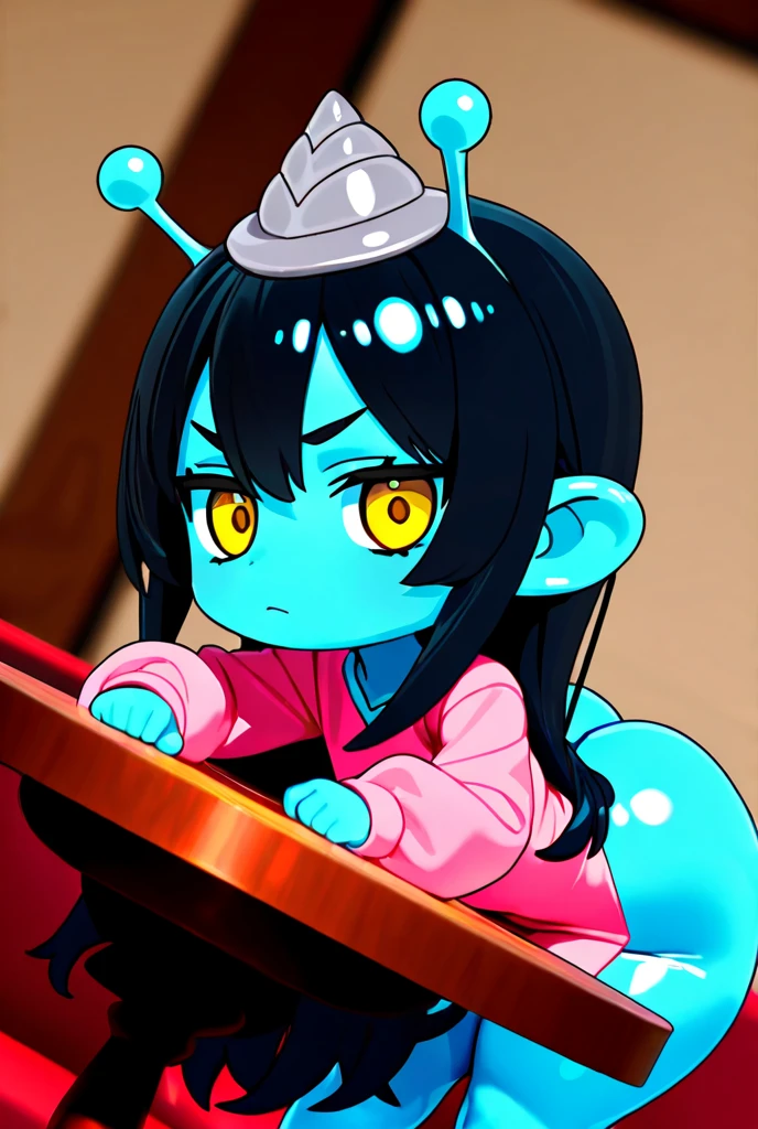 "(( bzeh art style)):1.4, obra maestra, la mejor calidad, vaporeon, cabello negro corto con tonos azules, delgada, mujer solitaria, kimono,pechos grandes, curvas, sexy,ojos purpura,piel azul,1 solo personaje,pokemon