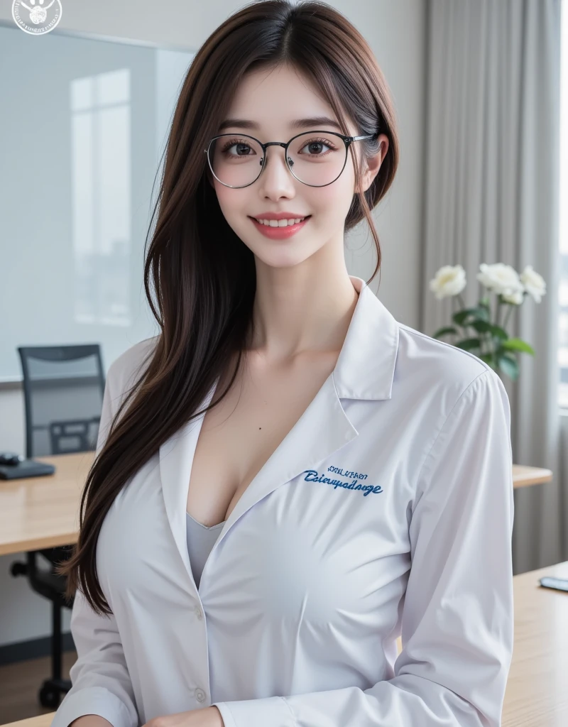a preschool girl, curls, (maximum), only, muscle abs, jealous, Nurse,looking at the audience, (wavy hair), (National Science Foundation ), (), Nurse suit,Nurse,Nurse hat,,happiness, super huge breasts,low cut, ,photographer, huge ,, realistically, best quality, necklace, earrings, hospital, Detailed faces, (stable diffusion), Radial lighting, depth of field, background bokeh,red lips,low cut, huge breasts,Smile,Put your hands behind your body,Tight,White clothes,random background,wear glasses,kneeling