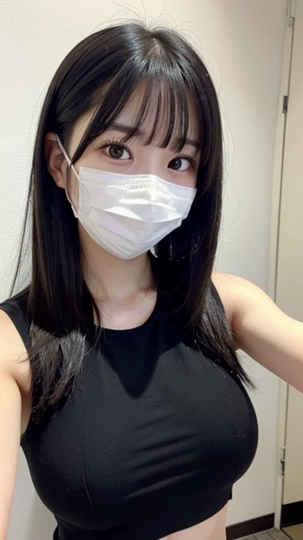 beauty girl doing anime cosplay with mask