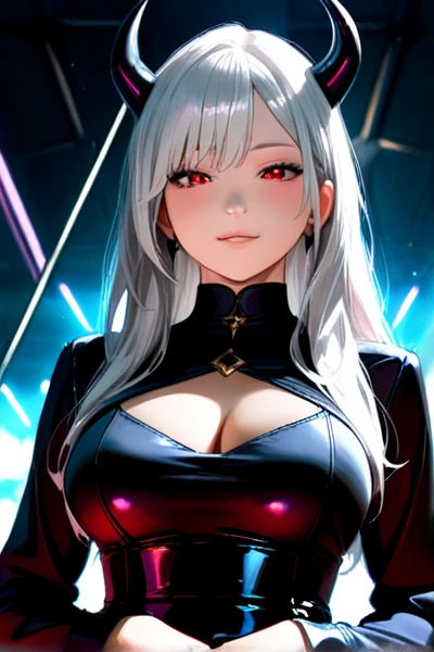 (masterpiece, best quality:1.2), 1girl, solo, Sonata, cyberpunk vampire, purple hair