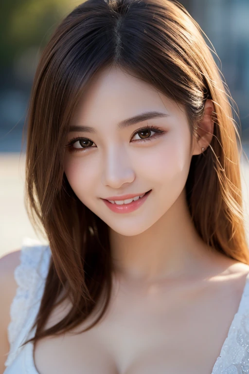 (masterpiece:1.3), (8k, Realistic, RAW Photos, Best image quality: 1.4), Very cute idols of Japan、(Random Hairstyles:1.2)、Very small breasts:1.2、Very detailedな顔、Attention to detail、double eyelid、Sharp focus:1.2、Beautiful woman:1.4、Light brown hair、highest quality、masterpiece、超A high resolution、(Realistic:1.4)、Very detailed、Professionally lit face、Tight Bikini、Shoulder out、Natural Makeup、Plump、Dimples、(((Seaside,Plump,))),