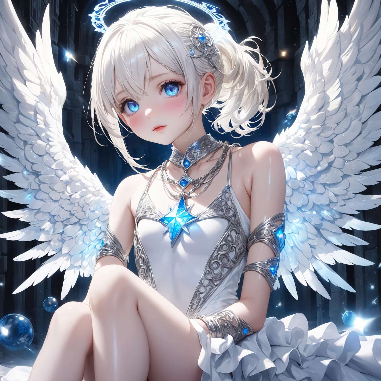 ((perfect anatomy:1.3,masterpiece、highest quality、Ultra - High resolution、High resolution、Highly detailed)), 1girl, Silver hair, short hair, light blue eyes, 17_years_old_beautiful_girl, Japanese, drawn in the style of Japanese anime,