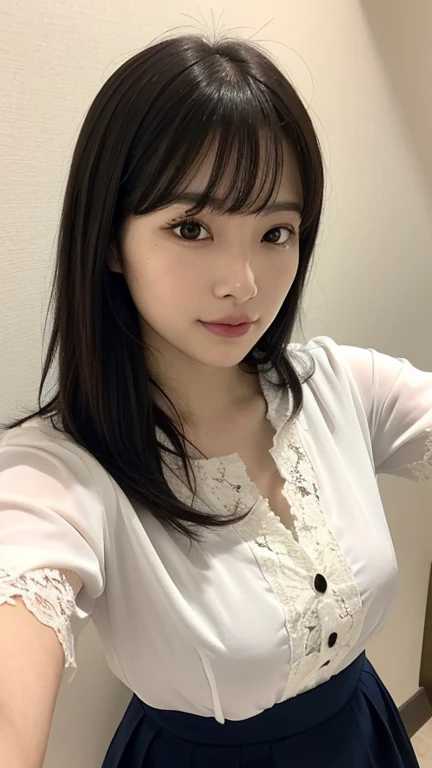 best quality, face focus, soft light, ultra high res, (photorealistic:1.4), RAW photo,(Shinozaki Ai),
1japanese girl, solo, cute, kawaii, smile, (pupil, lights in the eyes),  detailed beautiful face, (busty),(high resolution detail of human skin texture),(long hair),(portrait), chest up, white traditional kimono, in the bedroom,