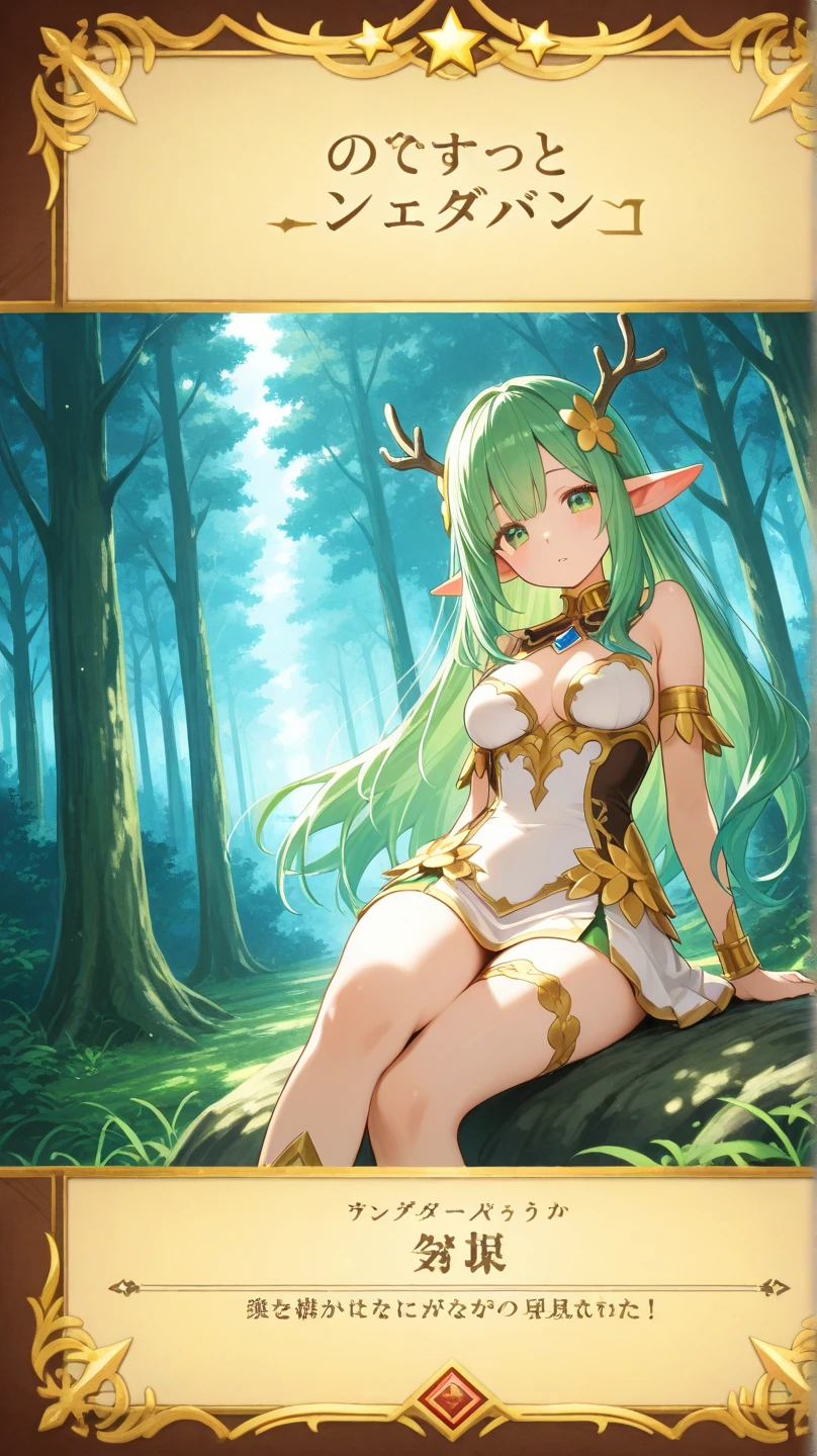 Do the nahida sitting on a tree trunk, mostrando a sola dos pezinhos, coxas bem sensuais, sorrindo, em uma floresta bonita.