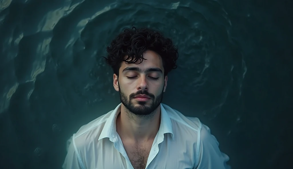 A man in a water polution 