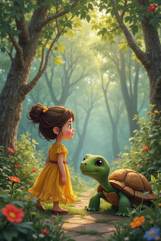 The story of Riya and the turtle's friendship spread throughout the forest. Everyone understood that to enjoy the beauty of life, sometimes it's important to go slow.