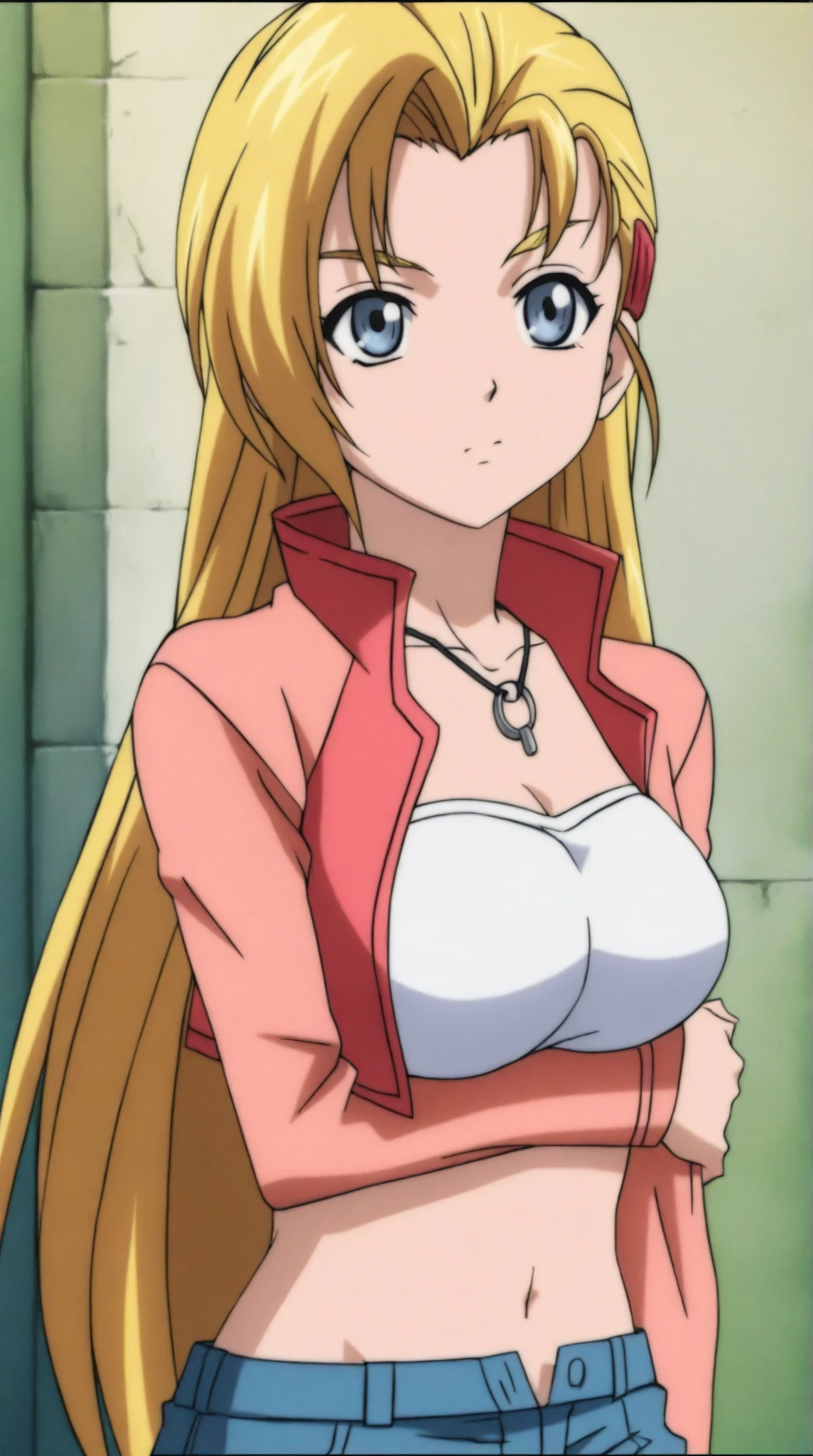 (anime cels style, Masterpiece, best quality, high resolution, anime colored, megami magazine:1.2, anime poster style, anime keyvisual, sharp, 8k, photorealistic), (beautiful eyes:1.5), reiko_aiwaifu, 1girl, blond hair, long hair, (sagging huge breast), (beautiful nude), bikini, cleavage, (upper body:1.3, sitting), (perfect detailed anatomy, perfect arms, perfect fingers, beautiful face, perfect body, shiny skin), onsen,