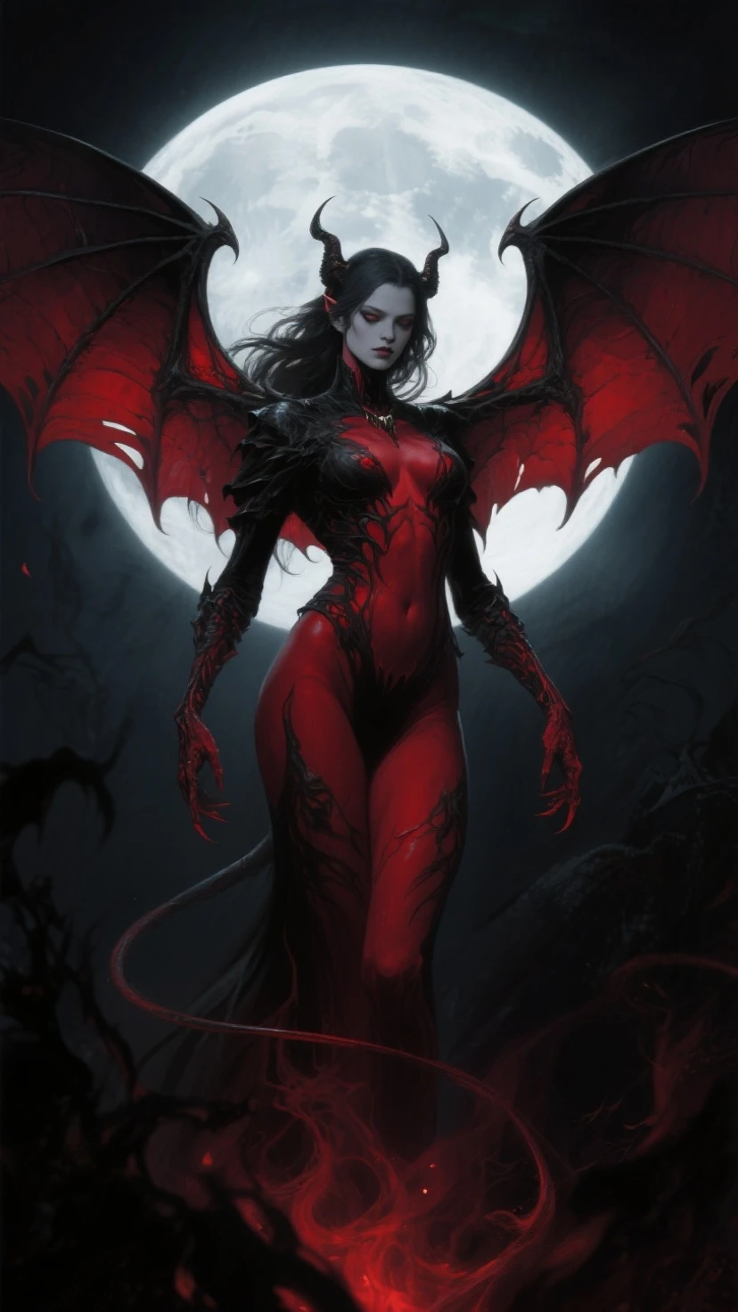 (masterpiece, best quality), 1lady, solo, (white Scales, scaly body), halo, wings,fallen angel, black hair, loose waves, red eyes, (dragon, art by hermann nitsch, zdzislaw beksinski, dariusz zawadzki, giger), big breasts, naked