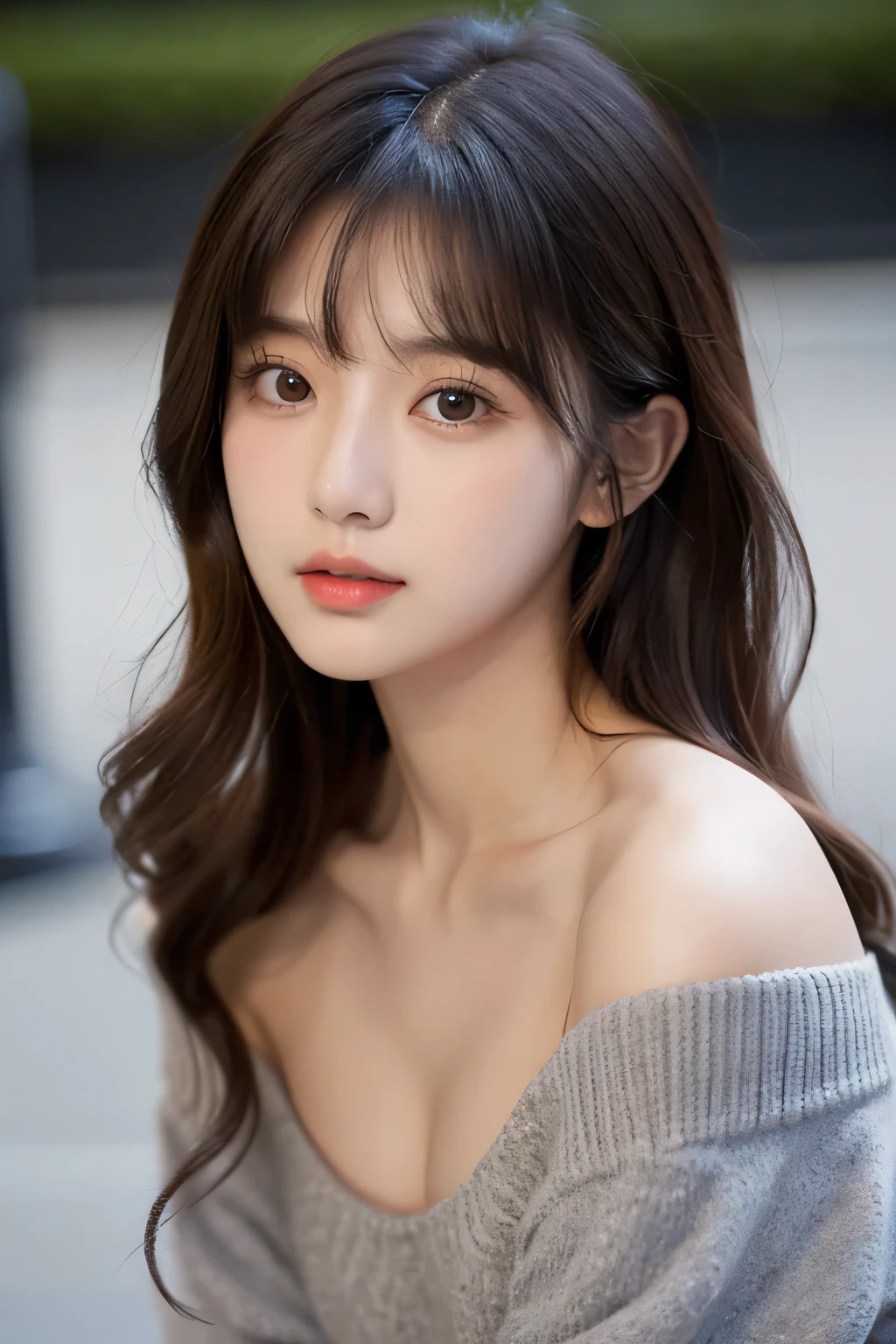 incredibly absurd, beautiful and cute 20-year-old Korean girl with a photorealistic face, showcasing top-quality craftsmanship. Her slender frame adorned with short, messy hair. The artwork high-resolution, allowing for ultra-detailed features to be captured flawlessly. The girl depicted naked. The focus lies on the realistic pupils, showcasing depth and emotion. ((breasts out))