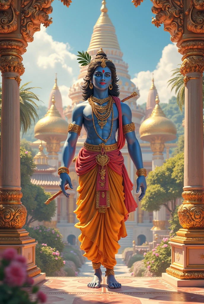 Make a pillar named KRISHNA MURARI in the same color as the Indian flag, in which a man is attached with the name KRISHNA MURARI and this color should be full which looks very nice.