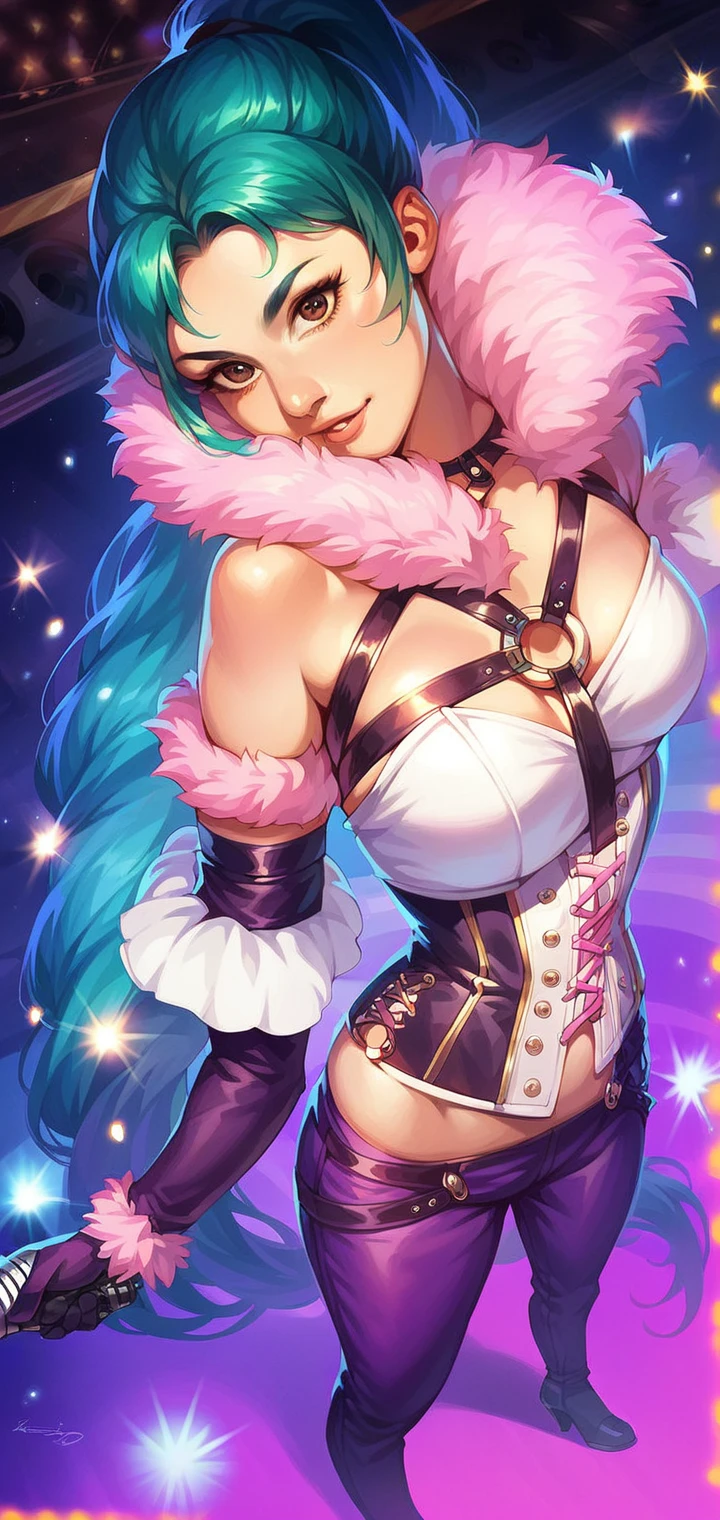 best qualityer, super detaill, work of art, ultra HD, 8K, 1 girl, focus on the girl, Aurora, League of legends, sexy e sensual, on the bed, showing off your thighs, emphasis on the thighs.