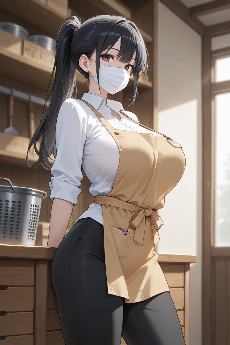 (Mature Woman:1.5), (mother:1.5), Ishtar, Fate Grand Order, (Absurd, 8k, 4K, Tabletop, Extremely detailed:1.2), highest quality, Perfect Anatomy,Perfect Face, High humidity, (alone:1.2), (Sweaty:1.3), shortness of breath, High humidity, humid, (Black Hair:1.1), Red eyes, Looking into the camera, (Very large breasts:1.5), Light clothing, apron, (kitchen;1.1), (Having a conversation:1.3), (Speech bubble:1.2), A kind smile, relief, peace of mind, mother性, Cooking, have a ladle, pot, pot-au-feu, Gentle look