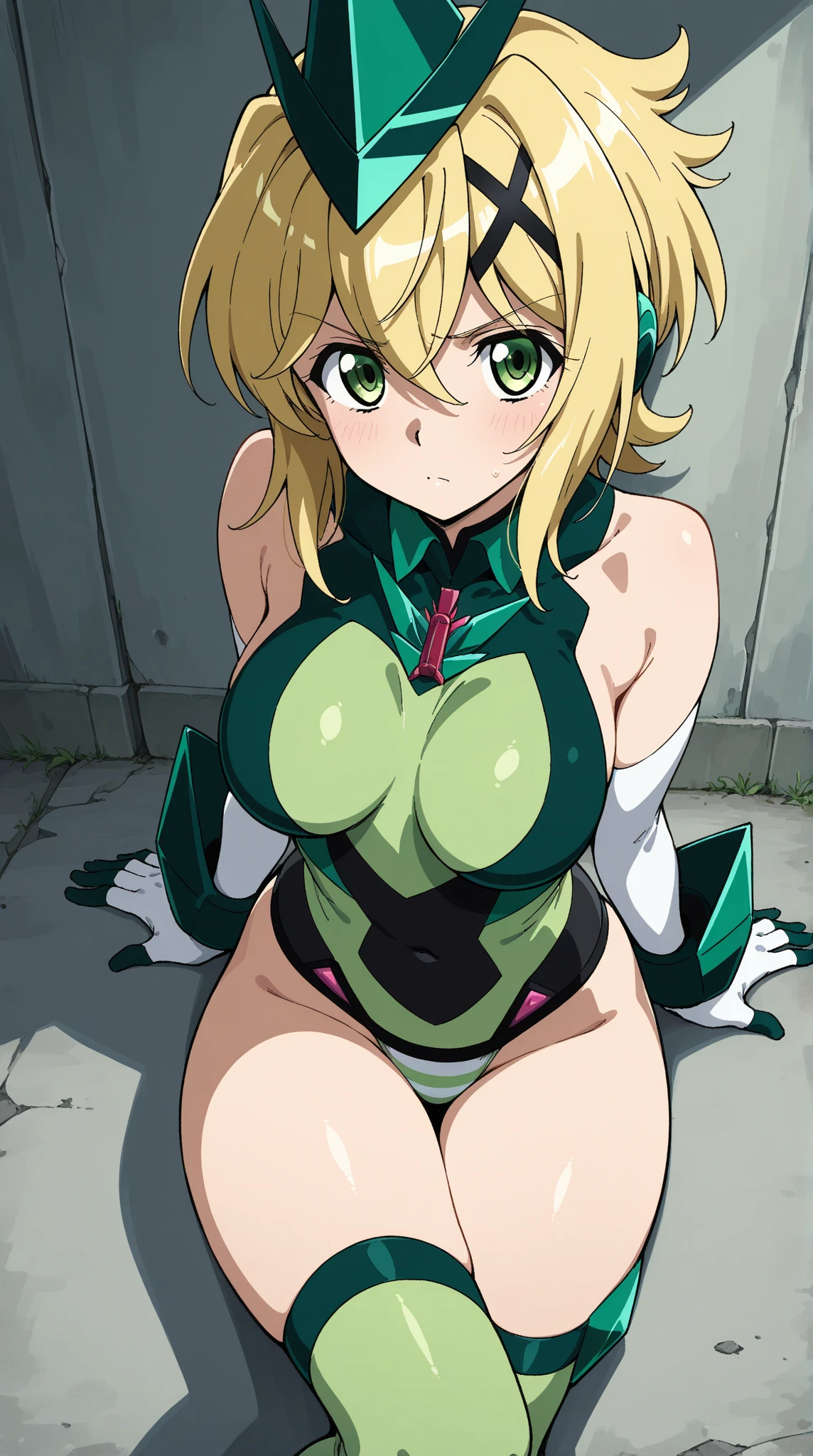 (((light brown hair、Medium Hair、Semi-long hair,Bobcut,light green streaked hair:1.3,highlight hair:1.3,Slit eyes,yellow green eyeshadow,Japanese)))、(Best image quality)、(Very detailed)、(Very detailed)、4K、(8k)、Best image quality、(beautiful),Crotch detail、(Turquoise sexy bodysuit)、lingerie、Blue lace、Shoulder Bare、Swimwear、Body stockings、((latex)),、Sweat a lot、Small waist、(metallic light green),garter belt、beautiful、Glowing Skin、((Thighs)), ((Bust H cup:1.2, Very large breasts:1.2、Your breasts are too big:1.2、bursting breasts:1.2))、art、超High resolution、Highest quality、masterpiece、kind, Magic Light,(Excited and obscene look:1.4),(((masterpiece))), (((Highest quality))), ((Super detailed)), (figure), ((非常に繊細でbeautiful)), ((Super detailed)), ((High resolution)),metallic cloth,((NSFW:1.5)),(1boy:1.5),(sex:1.7),((penis:1.5)),(excessive cum:1.5),sexual climax,(sexual behavior),from above,((1 boy and 1girl are having sex:1.7)),(orgasm:1.7),