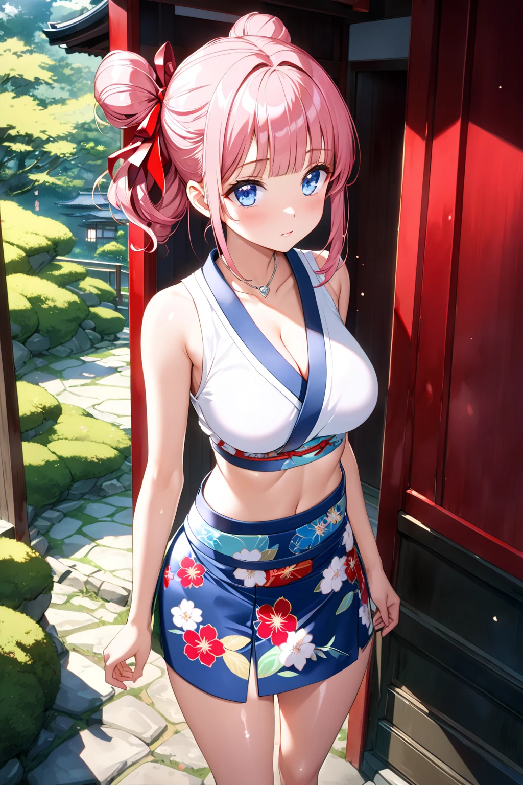 ninonakano, <lora:ninonakanotest:1>,
nino nakano, short hair, bangs, blue eyes, hair ornament, hair ribbon, pink hair, blunt bangs, two side up, butterfly hair ornament, smile,
BREAK chinese clothes, hair bun, double hair bun,
BREAK outdoors, shrine, fireworks, dragon, lanterns, <lora:PAseerEasternDragonV3:0.8>, (eastern dragon:1.5),
BREAK looking at viewer, (cowboy shot:1.5),
BREAK <lyco:GoodHands-beta2:1>, (masterpiece:1.2), best quality, high resolution, unity 8k wallpaper, (illustration:0.8), (beautiful detailed eyes:1.6), extremely detailed face, perfect lighting, extremely detailed CG, (perfect hands, perfect anatomy),