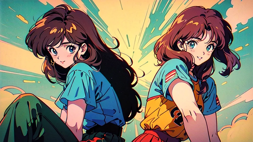 anime style, (1girl in, Solo:1.0), (Haibara Ai), ((Short pants)), (((Big eyes))), (Cute anime girl head), (flat chest),looking at viewer,With a height of 100cm, shoot from front, (head shot), Simple line minimalism, Abstract Art, City background, anime opening movie
