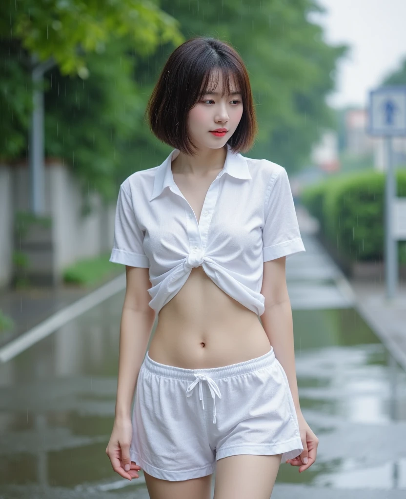 street corner、Girl in the rain、Black mini underwear