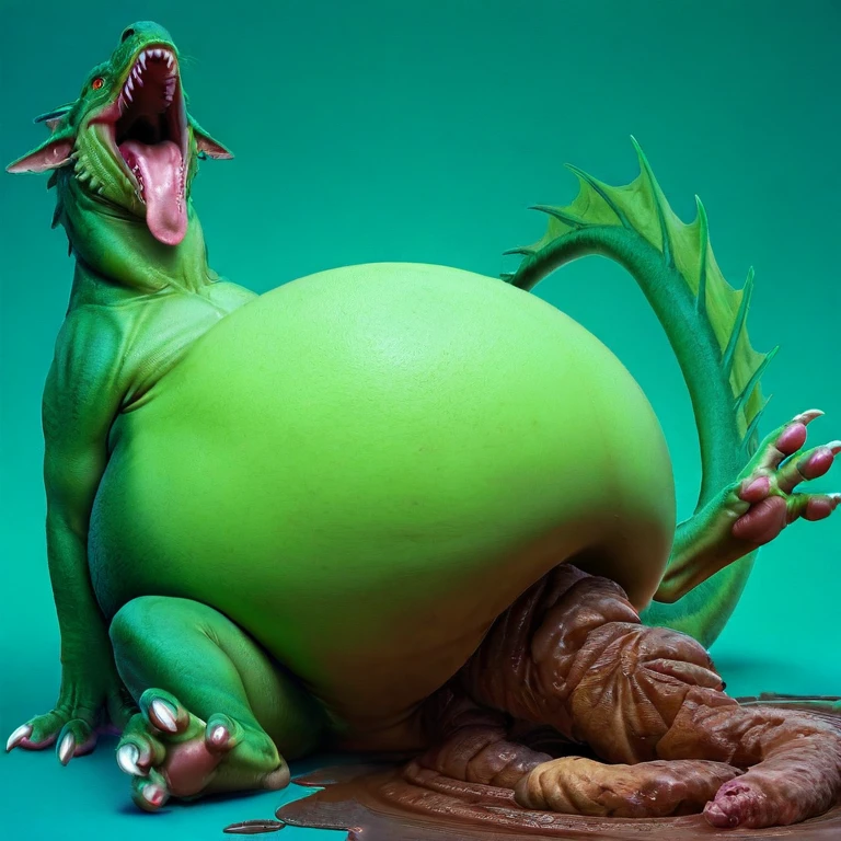 (8k, hd, hyper realistic, photographic, vibrant, crisp, sharp details, soft lighting, Highly detailed, best quality,assume the ritual squat, masterpiece,front view,clear sky without a crowd,horizon,look at viewer,absence of expression,laughing:1.3),((green) seal,sweat:1.6),(low angle shot,lighting front:1.2),(all(green):1.3),grassland, naked, nipples, erect penis, (fat,masturbate,hugebody, big body:1.8),((black) penis:1.4),(masturbation,long tongue,ejaculate,big balls:1.3),(drooling:1.7),huge body, big body,big penis,