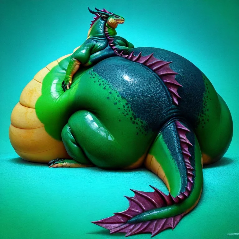A male yellow muscle Lizardmen on grass , sleeping, a very close view of butt and back , textured , happy face