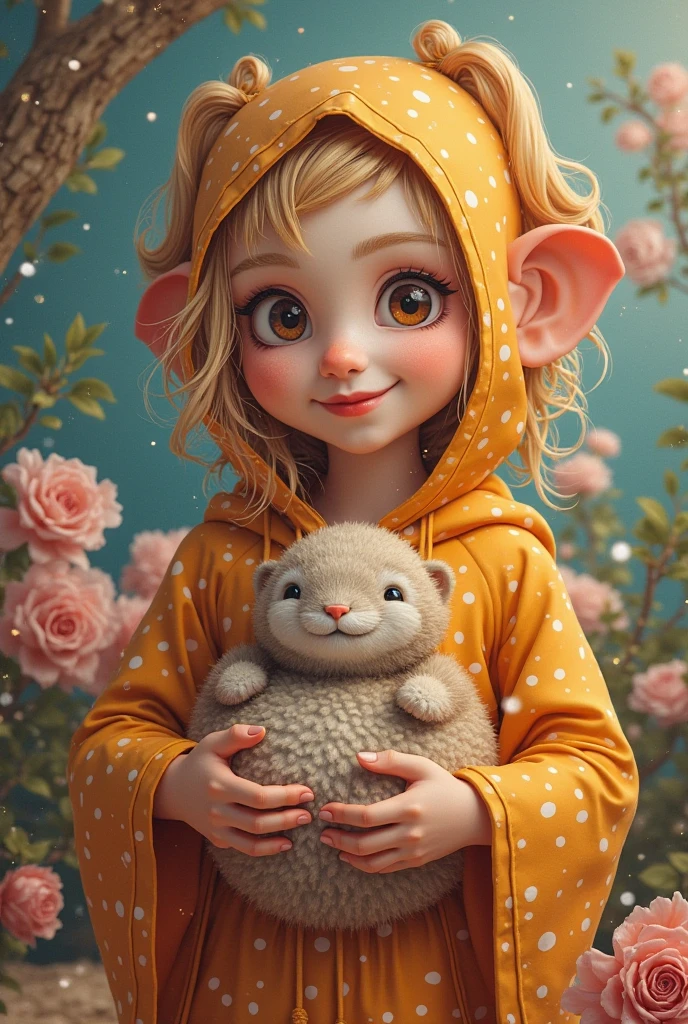 Brad Johnson ,charachter,cute, little, beautiful, Devian Art, Trending Artstation, Digital Art, Detailed, Cute, Realistic, Humanoid, Character, Tiny,Cinematic Sho,Cinematic Lights,Looks happy