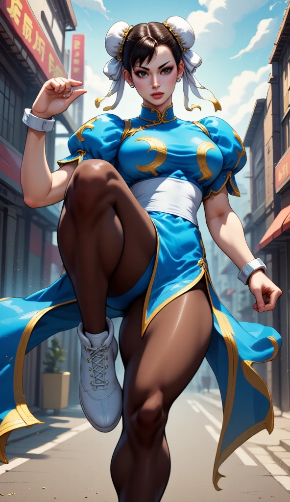 ((best quality)), ((masterpiece)), (detailed), perfect face Cammy White wearing cap, gloves and long sleeve leotard squatting barefoot.