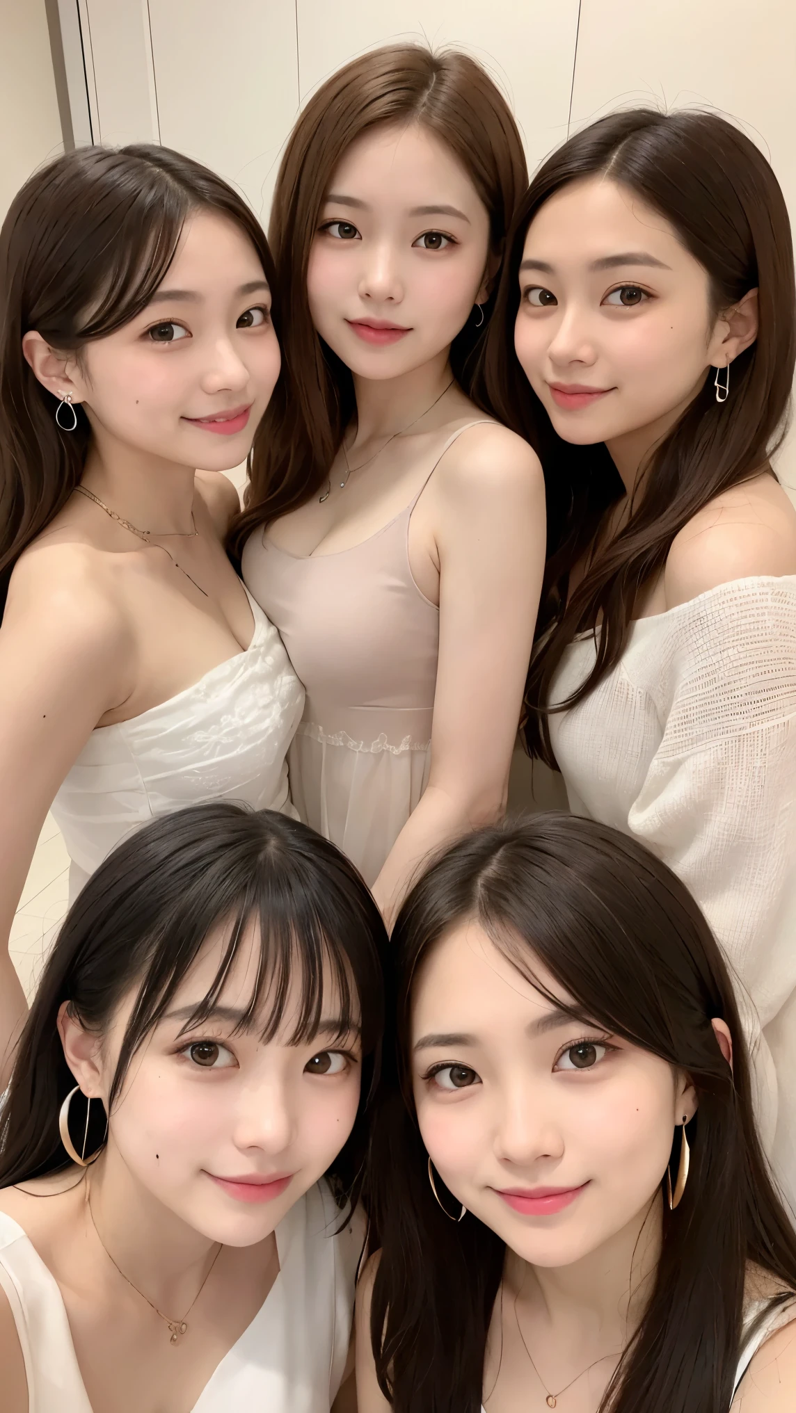 ((Best Quality, 8K, Masterpiece:1.3)), Focus:1.2, Perfect Body Beauty:1.4, ((Delicate Long Hair)), (Pink Ruili Clothes:1.1) ,(Hotel Lobby, 2 women on sofa, highly detailed facial and skin texture, Fine eyes, Double eyelids, Big breasts, Whitened skin, Smile, wearing necklace, delicate clothes,