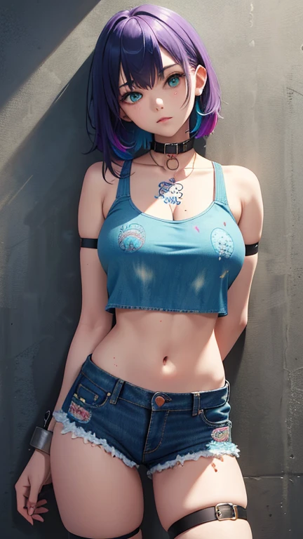 Lindo punk anime adolescente vistiendo micro bikini cosplay cuerpo en forma pechos grandes tetas redondas