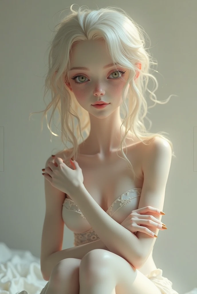 1 very slim girl, blonde, ((a lot of pubic hair)), happy, white skin, tiny, wavy hair, nude, full body, squat, very detailed body, very detailed face, very small chest, small ass, thin waist, seductive smile, impressive pose, shiny skin (detailed eyebrows), beautiful eyes, realistic skin, detailed face, ultra-realistic, sharp and highly detailed focus, photo from below