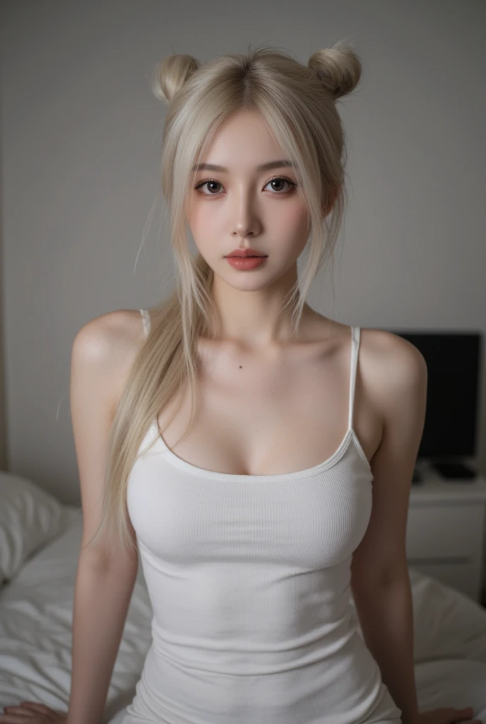 Wearing white sleeveless clothing