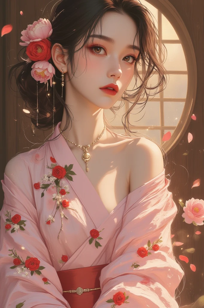 Naruto Naruto,Female version of real people,photograph realistic,complexdetails:1.2),超高分辨率,absurderes,1girll,perfect bodies,Oversized breasts,slenderwaist,delicate leg,hot onsen,hot onsen,bathrobe,Yukata dress,shiny skins,Authentic skin texture,edge lit,Supermodel,best illuminate,detailed back ground,detailed shadow,Clear focus,Depth of field f / 2,saturate,hight contrast, Strong light and shadow