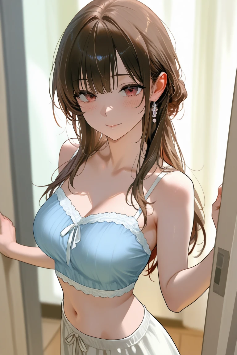 (masterpiece, highest quality, highest quality, Official Art, beautifully、aesthetic:1.2), (1 girl), Highly detailed eyes, (A cute mini dress that shows off your bust:1.4),Alice Shoes、Natural light、Shining Girl,Flower Hair Ornaments,Soft Breasts
