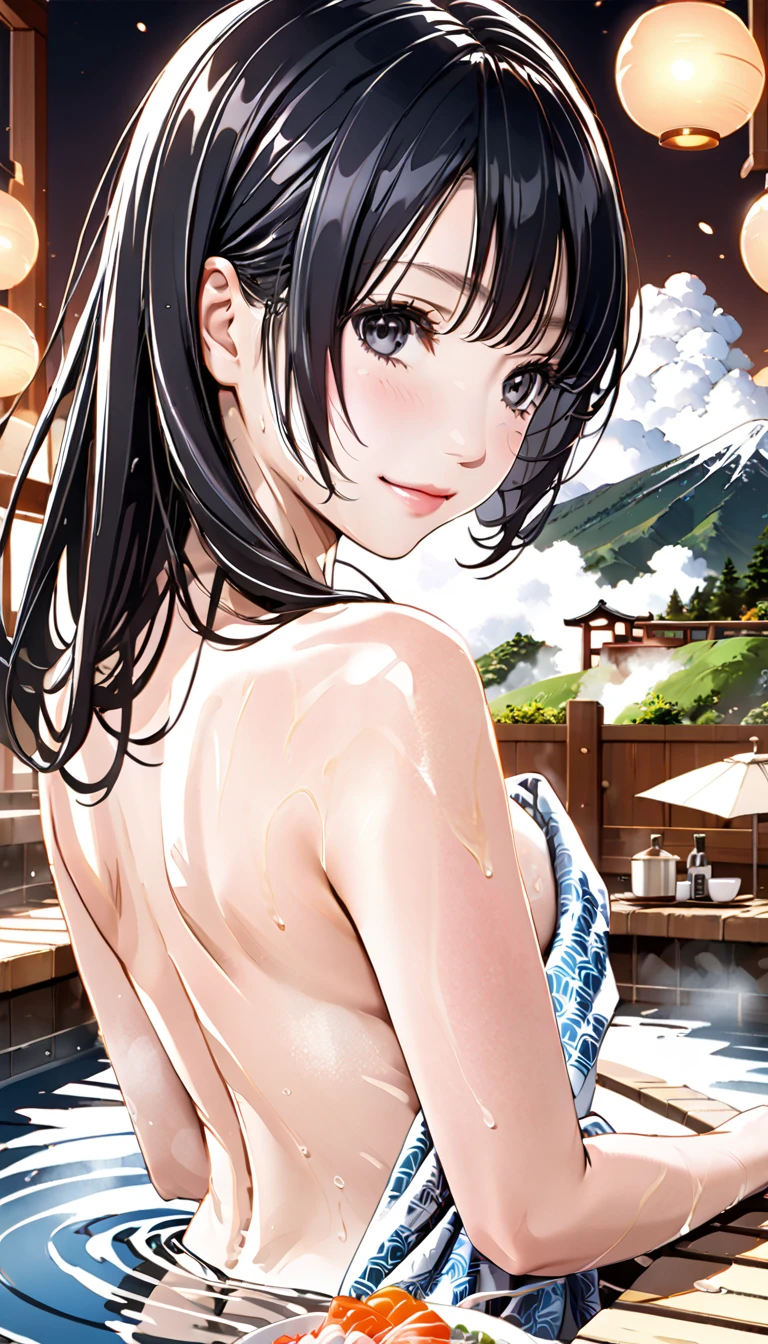 (top quality picture、masterpiece level、very high res、超A high resolution,High-quality detail)、A woman of perfect and ultimate beauty(24 years old 1.5)、(beautiful breasts and body shape)、Beautiful body、美丽的面容、large pink,Long hair,colorful and beautiful hair,Realistic textures,(((fullnude,barechested))),Bright smile,Mouth opens,Hair flutters under the influence of the wind,Hot Spring Ryokan,Openair Onsen,The cherry tree,Beautiful Landscapes,(accurate and detailed images、extremely detailed picture、Accurate images、Perfect Image 1.5),beautiful anime woman, Beautiful Art Style, an animated character、The whole picture、Detailed picture、accurate anatomy、Defect-free images、natural soft light、beautiful image、(Best Shot 1.2)