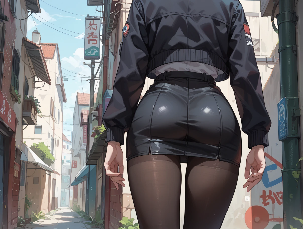 woman,20-year-old,,city,night,(((white and blue tight miniskirt bodysuit))),,open mouth smile((leather thigh high boots))(See-through),(()),((blonde)),blush、surprised face,((())),((turn around and look back))(wet with sweat)Reflecting the buttocks