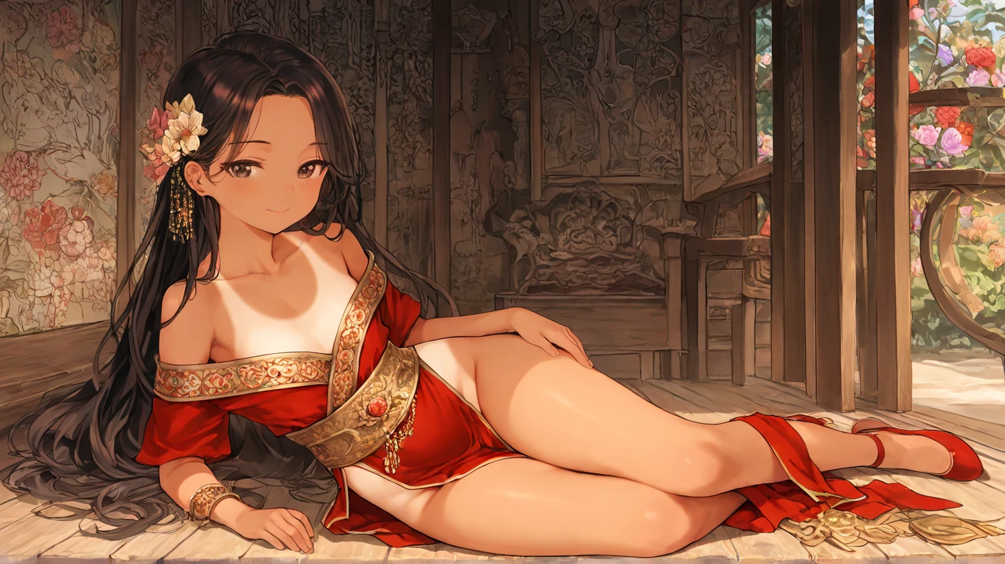 best quality,masterpiece,1girl,solo,(((NSFW))),(((9years old))),japanese girl,an extremely cute and beautiful girl,highly detailed beautiful face and eyes,petit,cute face,lovely face,baby face,shy smile,show teeth,black hair,medium long hair,Hairless pussy,flat chest,skinny,slender,(((wearing a transparent white loose mini Shrine Maiden robe))),(((Laying down on her head in a japanese castle))),she is looking at the viewer,her hands fingering herself,open her legs,pull off her clothes,(undress:1.1),(no panties:1.1),(Spread legs wide open toward viewer:1.1),(no bra:1.1), from the front