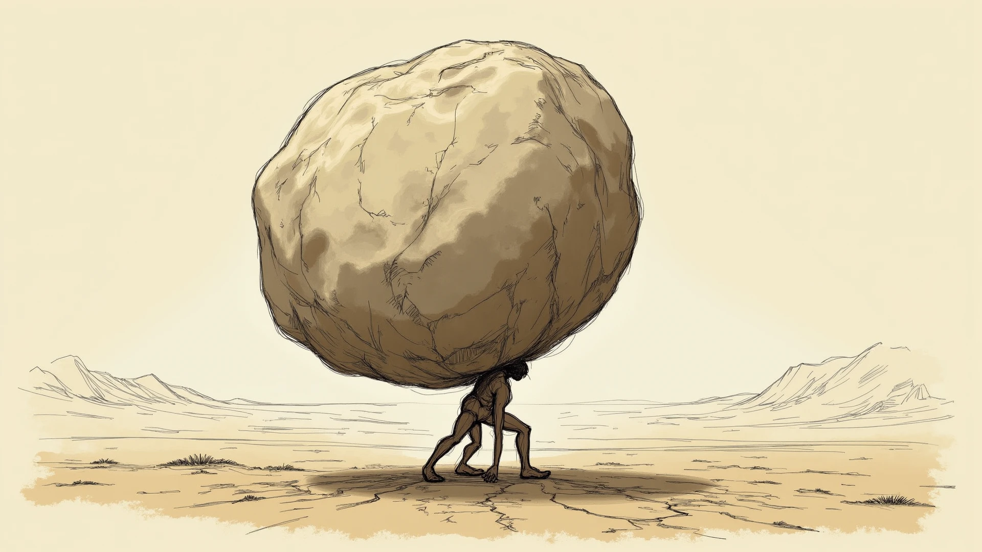 arafed man pushing a large rock up a hill, sisyphus compostition, conquering imbalance, man carving himself out of stone, rock climber, rock climbing, strongman, the stone is rolling up, climber, strong man, absolutely outstanding image, 2 0 2 2 photo, boulders, enclosed in rock, everything is in balance, very inspirational